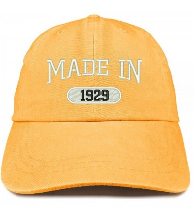 Baseball Caps Made in 1929 Embroidered 91st Birthday Washed Baseball Cap - Mango - CI18C7GM0TC $17.55