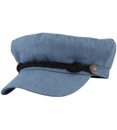 Newsboy Caps Women Classic British Flat Top Fisherman Hat Cotton Breton Fiddler Hat - Baby Blue - CX18II8E5II $20.81