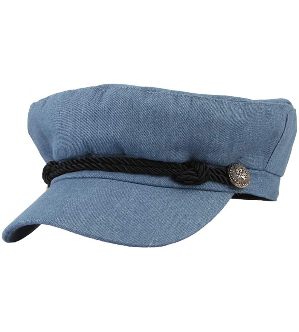 Newsboy Caps Women Classic British Flat Top Fisherman Hat Cotton Breton Fiddler Hat - Baby Blue - CX18II8E5II $11.51