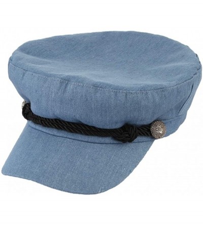 Newsboy Caps Women Classic British Flat Top Fisherman Hat Cotton Breton Fiddler Hat - Baby Blue - CX18II8E5II $11.51