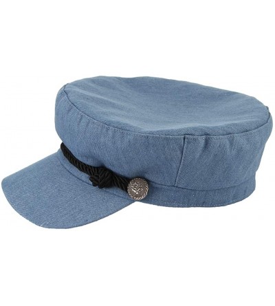 Newsboy Caps Women Classic British Flat Top Fisherman Hat Cotton Breton Fiddler Hat - Baby Blue - CX18II8E5II $11.51