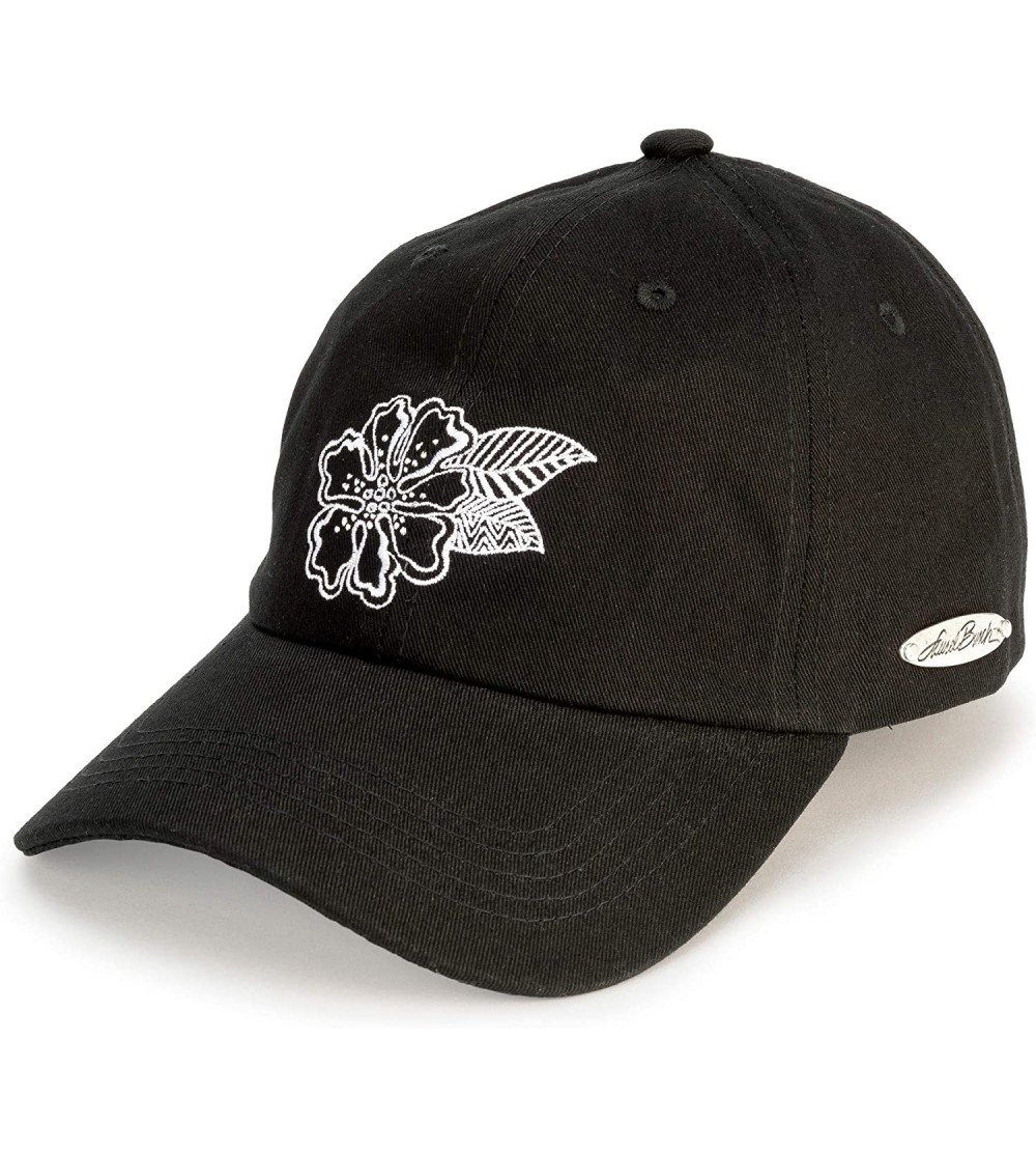 Baseball Caps Embroidered Baseball Hat - White Flower Black - CI18OCUR2S2 $21.41