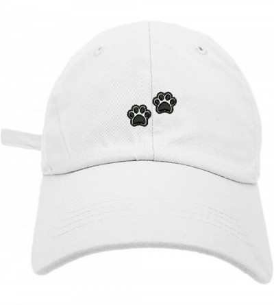Baseball Caps 2 Dog Paws Style Dad Hat Washed Cotton Polo Baseball Cap - White - CD188L8A858 $15.63