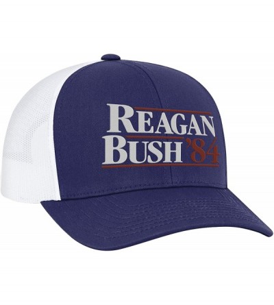 Baseball Caps Reagan Bush 84 Campaign Adult Trucker Hat - Royal/White - CZ199IDUHCC $21.24