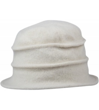 Bucket Hats Women's Winter Classic Wool Cloche Bucket Hat Warm Cap with Flower Accent (Milk White) - C912M4QU257 $11.57