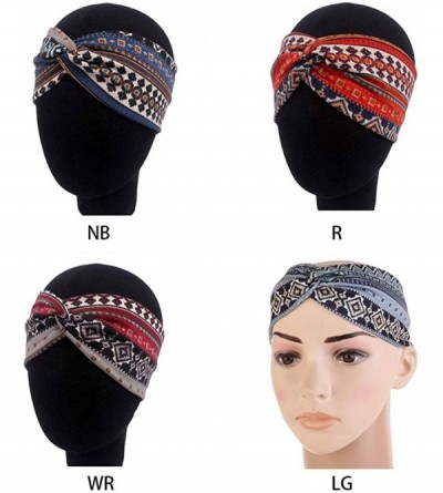 Headbands Ethnic Printed Cross Wide Headbands for Women for Washing Face- Twisted Turban Elastic Hairband - Red - CJ192XY7G7I...