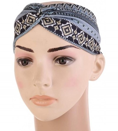 Headbands Ethnic Printed Cross Wide Headbands for Women for Washing Face- Twisted Turban Elastic Hairband - Red - CJ192XY7G7I...