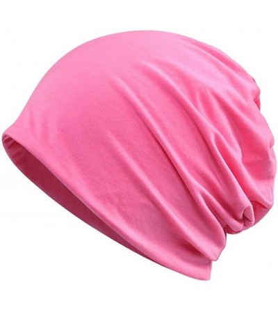 Skullies & Beanies Womens Summer Cotton Beanie Hat Baggy Slouchy Chemo Cap Turban Infinity Scarf - Rose - C718EDR9ESR $8.36