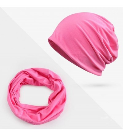 Skullies & Beanies Womens Summer Cotton Beanie Hat Baggy Slouchy Chemo Cap Turban Infinity Scarf - Rose - C718EDR9ESR $8.36