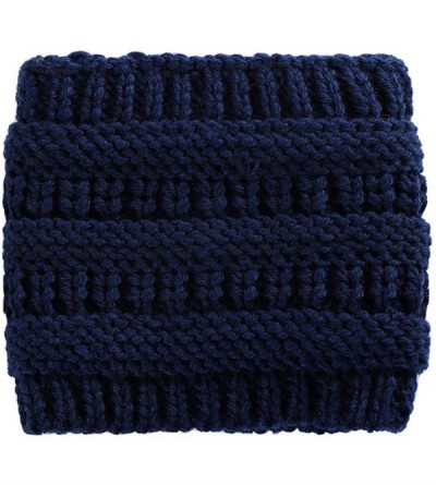 Skullies & Beanies Unisex Fashion Bun Ponytail Soft Stretch Winter Beanie Tail Hat Hats & Caps - Navy Blue - CH18ADAG8Y4 $19.98