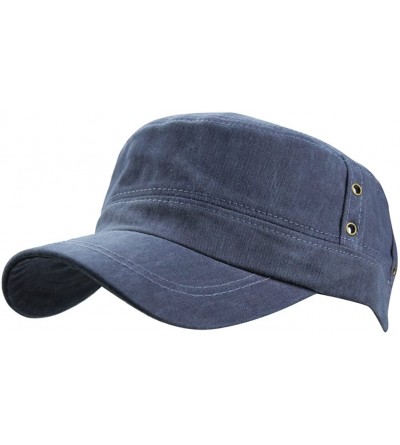 Baseball Caps Men's Cotton Flat Top Peaked Baseball Twill Army Military Corps Hat Cap Visor - Navy - CN12DSYC9JL $10.58