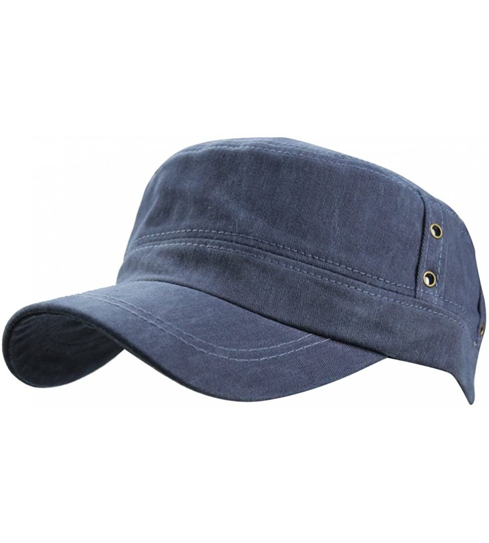 Baseball Caps Men's Cotton Flat Top Peaked Baseball Twill Army Military Corps Hat Cap Visor - Navy - CN12DSYC9JL $10.58