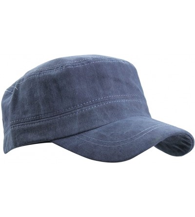 Baseball Caps Men's Cotton Flat Top Peaked Baseball Twill Army Military Corps Hat Cap Visor - Navy - CN12DSYC9JL $10.58