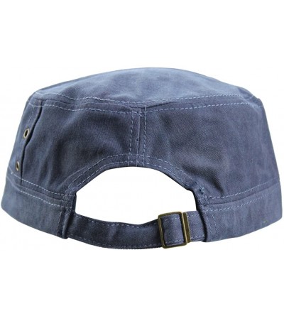 Baseball Caps Men's Cotton Flat Top Peaked Baseball Twill Army Military Corps Hat Cap Visor - Navy - CN12DSYC9JL $10.58