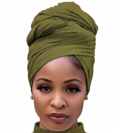 Headbands Cotton Hair Wrap for Women Wide Headwear-Beach Coverup Scarfs Army Green - CJ196NDKOQ9 $13.11