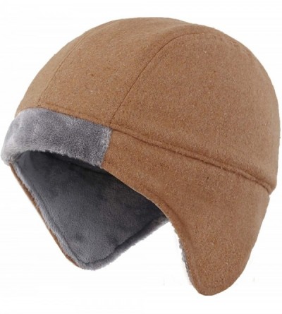 Skullies & Beanies Mens Fleece Lined Thermal Skull Cap Beanie with Ear Covers Winter Hat - Brown - C91929682O2 $13.41