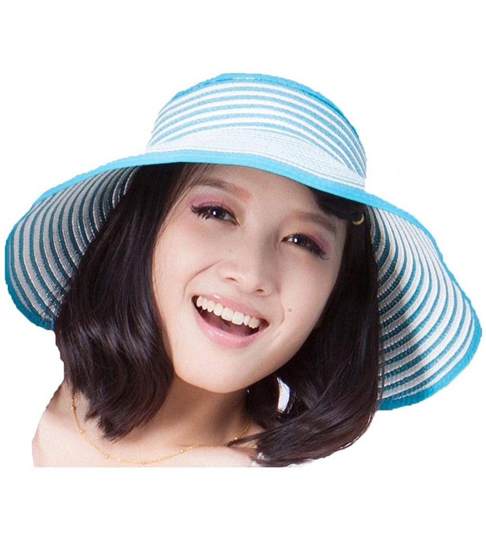 Sun Hats Women's Summer Foldable Straw Sun Visor w/Cute Bowtie UPF 50+ Packable Wide Brim Roll-Up Visor Beach Hat - CW18SNW4A...