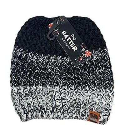 Skullies & Beanies Ponytail Messy Bun Mix Knit BeanieTail Womens Beanie - Black - CQ18LUHRCYS $10.10