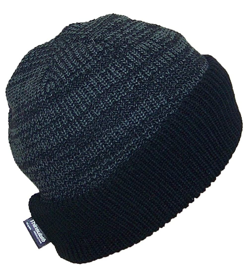 Skullies & Beanies 3M 40 Gram Thinsulate Insulated Cuffed Knit Beanie (One Size) - Black/Dark Gray W/Solid Black Cuff - C811U...