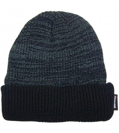 Skullies & Beanies 3M 40 Gram Thinsulate Insulated Cuffed Knit Beanie (One Size) - Black/Dark Gray W/Solid Black Cuff - C811U...