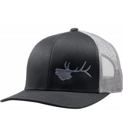Baseball Caps Trucker Hat - Bugling Elk - Black/Graphite - C7182ORN3LL $49.52