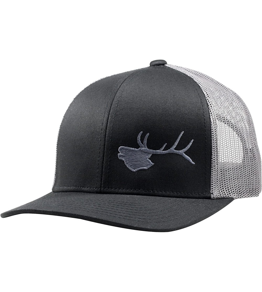 Baseball Caps Trucker Hat - Bugling Elk - Black/Graphite - C7182ORN3LL $18.57