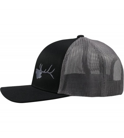 Baseball Caps Trucker Hat - Bugling Elk - Black/Graphite - C7182ORN3LL $18.57