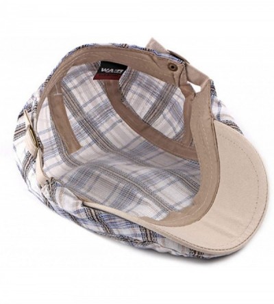 Newsboy Caps 2 Pack Men's Flat Cap Mesh Beret Cabbie Hunting Hat Summer Newsboy Ivy Cap - Blue+beige - CL18R4W9MXR $11.80