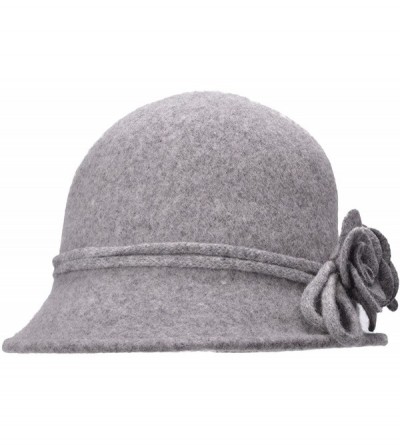 Bucket Hats Womens Retro Collapsible Soft Knit Wool Cloche Hat Bucket Flower A466 - Light Gray - C9186XTMHQK $13.73