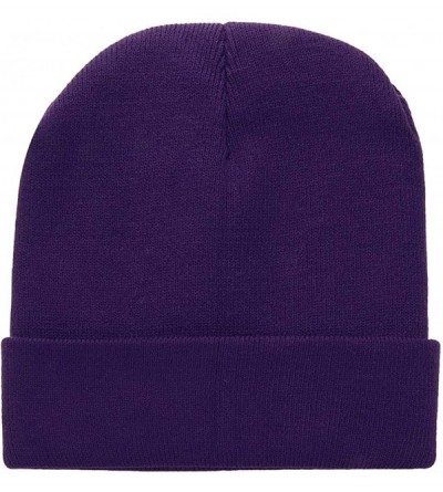 Skullies & Beanies Men Women Knitted Beanie Hat Ski Cap Plain Solid Color Warm Great for Winter - 1pc Dark Purple - CP18L3OE3...