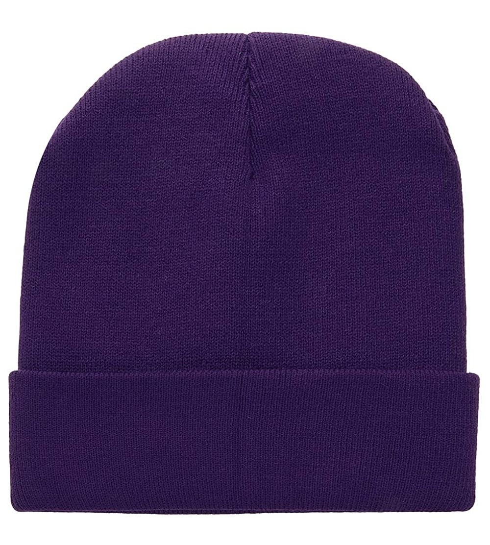 Skullies & Beanies Men Women Knitted Beanie Hat Ski Cap Plain Solid Color Warm Great for Winter - 1pc Dark Purple - CP18L3OE3...