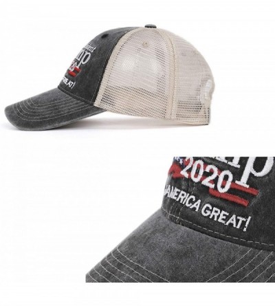 Baseball Caps President Trump 2020 Hat Keep America Great Again Embroidered MAGA USA Bucket Baseball Cap Trump Hat - Gray - C...