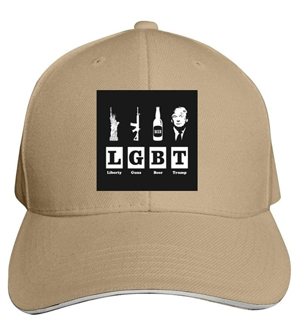 Baseball Caps Baseball Cap Liberty Guns Trump Beer Trump LGBT Pride Month LGBTQ 3D Printed Adjusted Peaked Cap - Natural - CU...