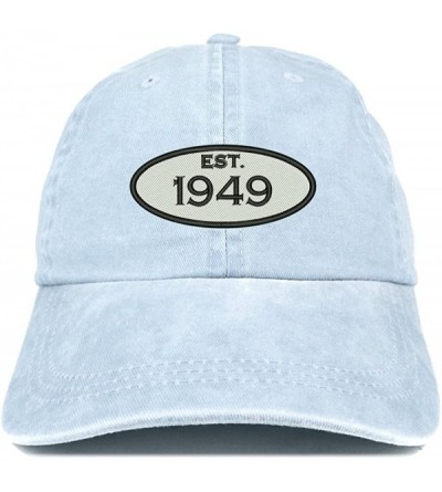 Baseball Caps Established 1949 Embroidered 71st Birthday Gift Pigment Dyed Washed Cotton Cap - Light Blue - C8180L6WCU5 $34.04