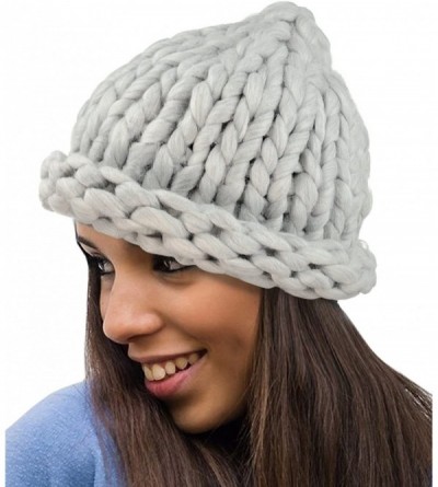 Skullies & Beanies Solid Color Handmade Big Chunky Loop Helsinski Hat Beanie - Gray - CA127WC8QW9 $11.42