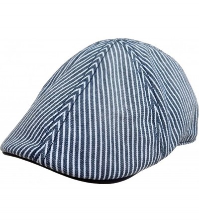 Newsboy Caps Union Six Panel Ivy Cap Faded Cotton Duck Bill Newsboy Hat - Blue & White - CS12D5ZCP6F $28.45