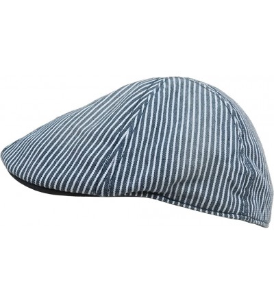 Newsboy Caps Union Six Panel Ivy Cap Faded Cotton Duck Bill Newsboy Hat - Blue & White - CS12D5ZCP6F $28.45