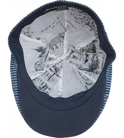 Newsboy Caps Union Six Panel Ivy Cap Faded Cotton Duck Bill Newsboy Hat - Blue & White - CS12D5ZCP6F $28.45