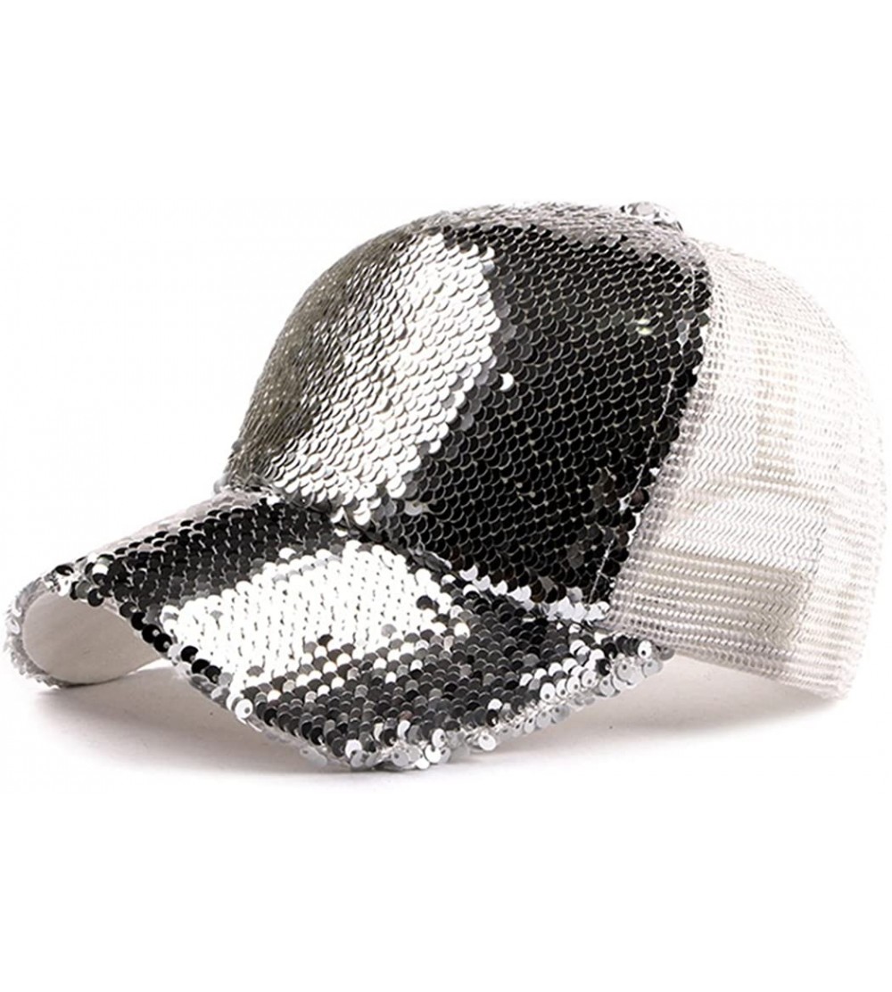Baseball Caps Sequin Hat Magic - Reversible Adjustable Baseball Hat Cap - White - CR18G7EC7OD $10.08