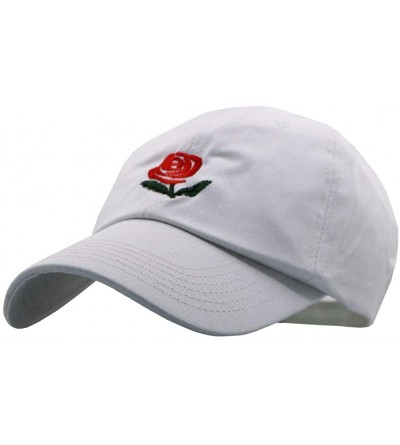 Skullies & Beanies Unisex Rose Embroidered Adjustable Strapback Dad Hat Baseball Cap Mutiple Colors - Black+white+navy - CL18...
