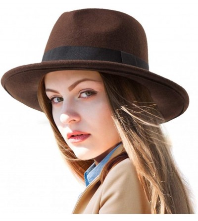 Fedoras Fedora Hats for Women DIY Band Belt Buckle Wool or Straw Wide Brim Beach Sun Hat - C218ZIODLTH $48.77