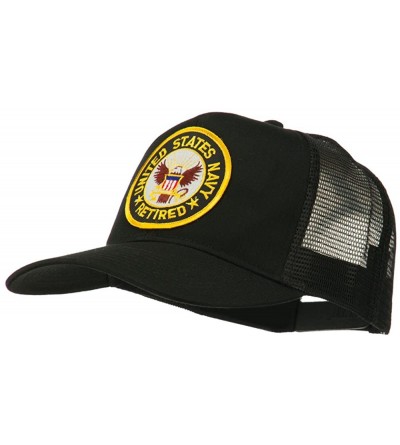 Baseball Caps US Navy Retired Circle Patched Mesh Cap - Black - CY11QLMMTCF $14.28