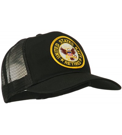 Baseball Caps US Navy Retired Circle Patched Mesh Cap - Black - CY11QLMMTCF $14.28