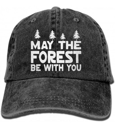 Baseball Caps Baseball Cap for Men and Women- May The Forest Be with You Design and Adjustable Back Closure Trucker Hat - Bla...