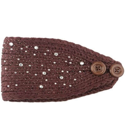 Skullies & Beanies Women Fashion Crochet Rhinestone Headband Knitted Hat Cap Headwrap Band - Coffee - CC187IMIGNK $10.37