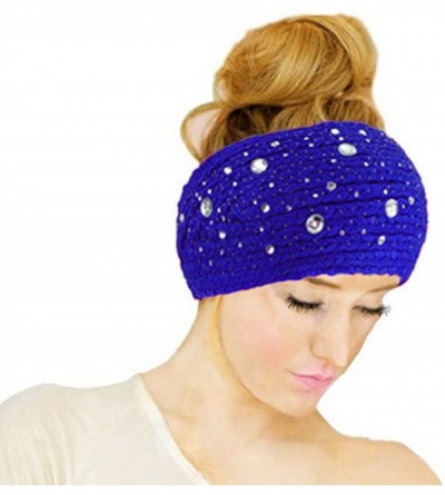 Skullies & Beanies Women Fashion Crochet Rhinestone Headband Knitted Hat Cap Headwrap Band - Coffee - CC187IMIGNK $10.37