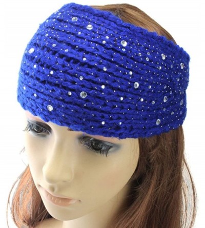 Skullies & Beanies Women Fashion Crochet Rhinestone Headband Knitted Hat Cap Headwrap Band - Coffee - CC187IMIGNK $10.37