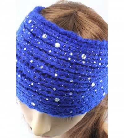 Skullies & Beanies Women Fashion Crochet Rhinestone Headband Knitted Hat Cap Headwrap Band - Coffee - CC187IMIGNK $10.37