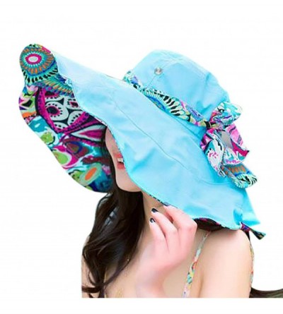 Sun Hats Sun Hats for Women Fishing Hiking Cap with Neck Flap Wide Brim Hat UPF 50+ (Blue) - Blue - CG18NS49X0A $14.17