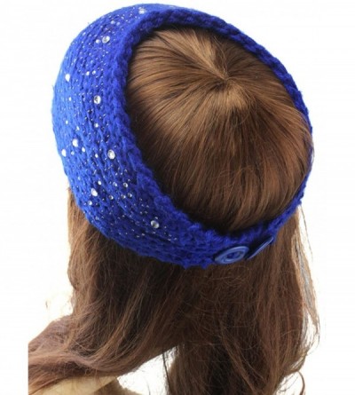 Skullies & Beanies Women Fashion Crochet Rhinestone Headband Knitted Hat Cap Headwrap Band - Coffee - CC187IMIGNK $10.37